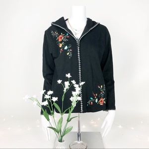 Jacket with embroidered floral pattern